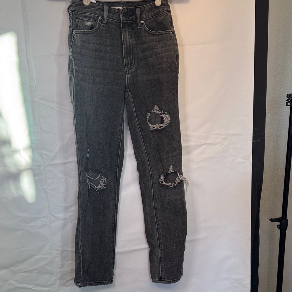 PacSun Black Distressed Straight Leg Jeans Mom Jean